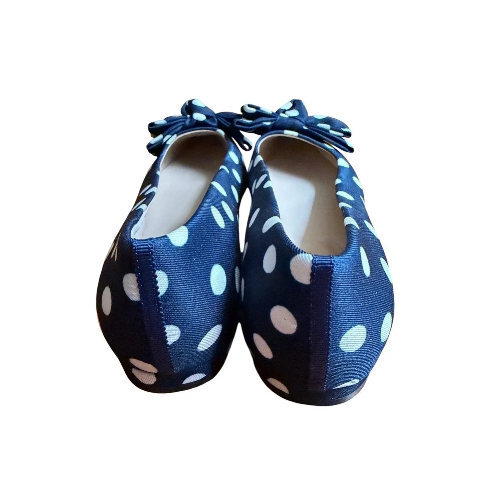 Boden Chisel Toe Navy White Polka Dot Bow Pointed Toe Flats A1946 40 - Picture 4 of 8